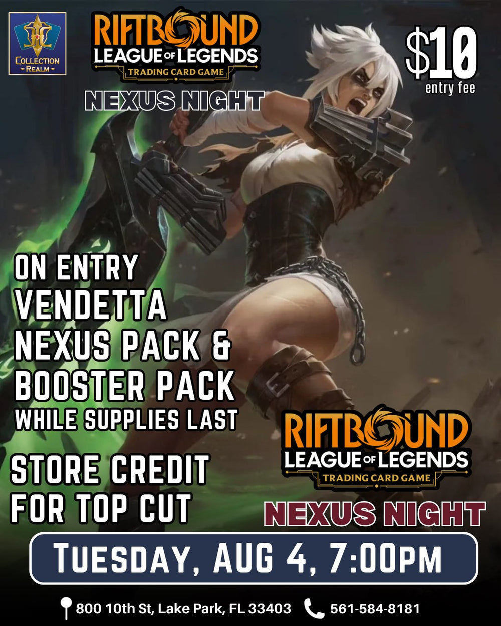 Riftbound League of Legends TCG Nexus Night Tournament – August 4, 2026 (Tuesday 7:00 PM)