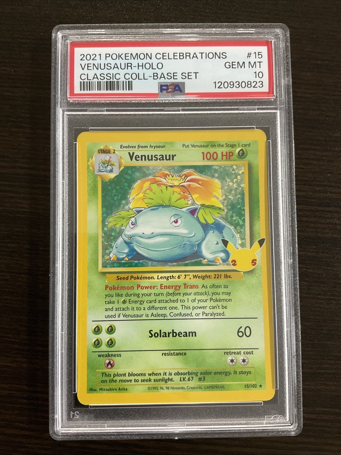 PSA 10 GEM MINT Venusaur Celebrations Classic Collection Pokemon Card 15/102