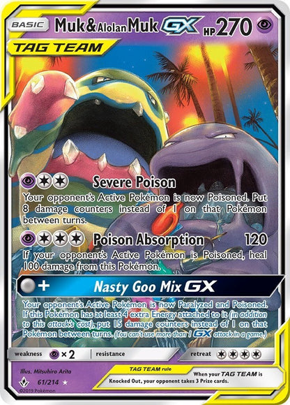 Pokemon Muk & Alolan Muk GX 61/214 Tag Team #61 Sm-Unbroken Bonds Holo PSA 10