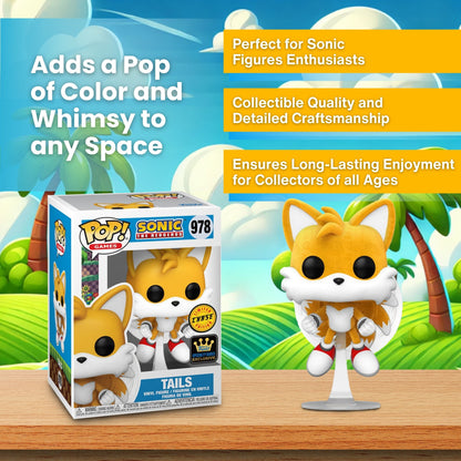 Tails Funko Pop! Games Sonic The Hedgehog - Flocked - Specialty Series Exclusive - Chase Limited Edition Vinyl Figure #978  with Window Display Box