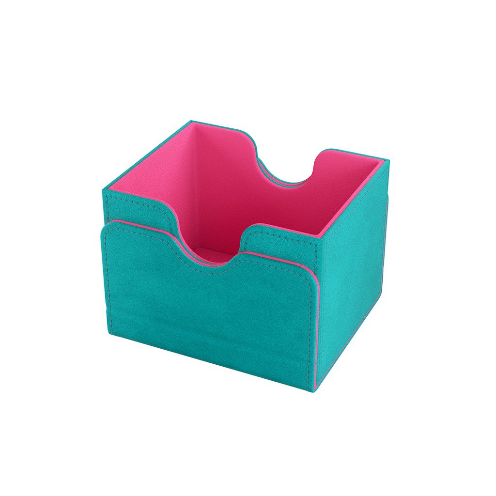 Gamegenic Sidekick 100+ XL Teal/Pink Card Deck Box, Extra Large Convertible Card Holder for 100 Double-Sleeved Cards, Commander Deck Storage, Nexofyber+ & Microfiber Lining