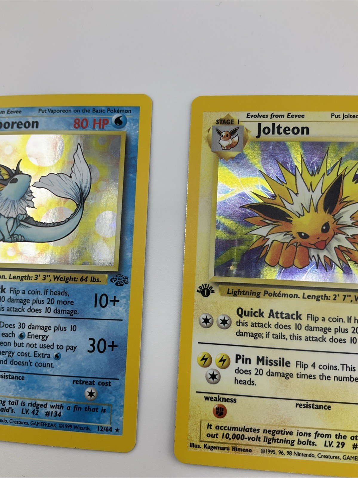 1st Edition NM Flareon, Jolteon, Vaporeon Jungle Holo Pokemon Cards