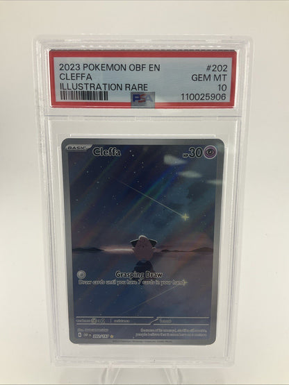2023 POKEMON OBF EN-OBSIDIAN FLAMES ILLUSTRATION RARE #202 CLEFFA PSA 10