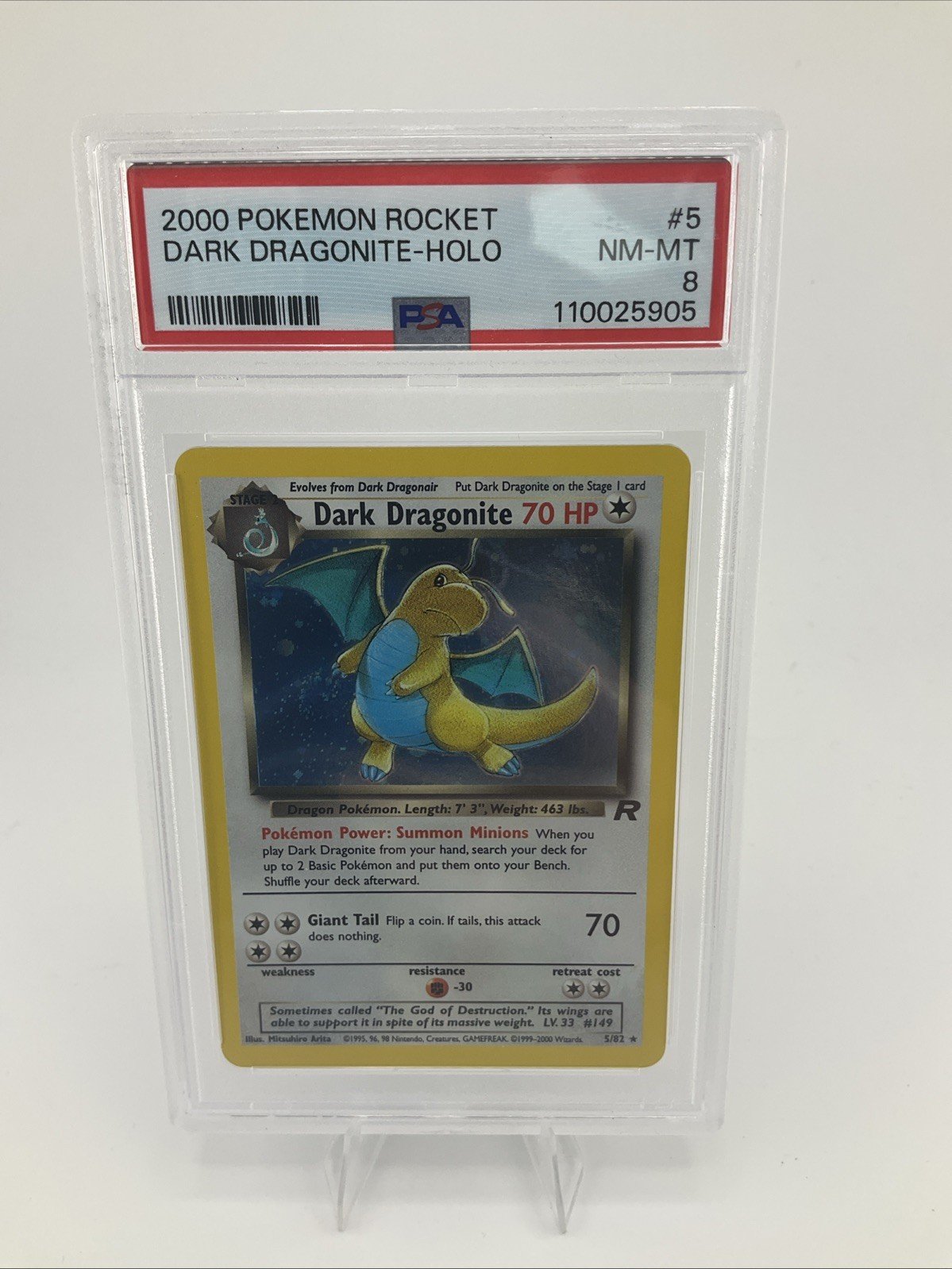 Pokemon Dark Dragonite Holo #5 PSA 8