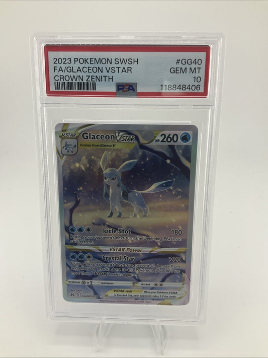 2023 Pokemon Crown Zenith Glaceon VSTAR GG40/GG71 Full Art Rare PSA 10 (166)