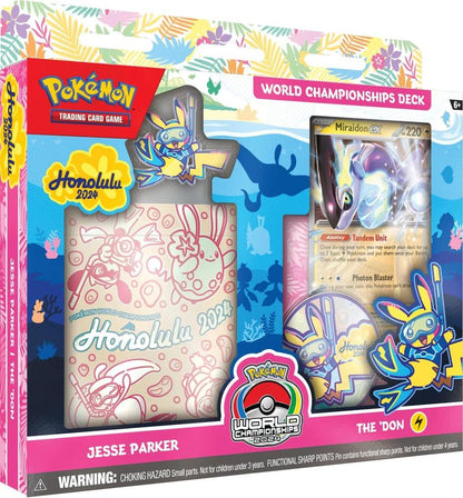 Pokémon TCG Honolulu 2024 World Championships Deck with 60-card deck, booklet, pin, coin, deck box, playmat, poster, and code card for Pokémon TCG Live