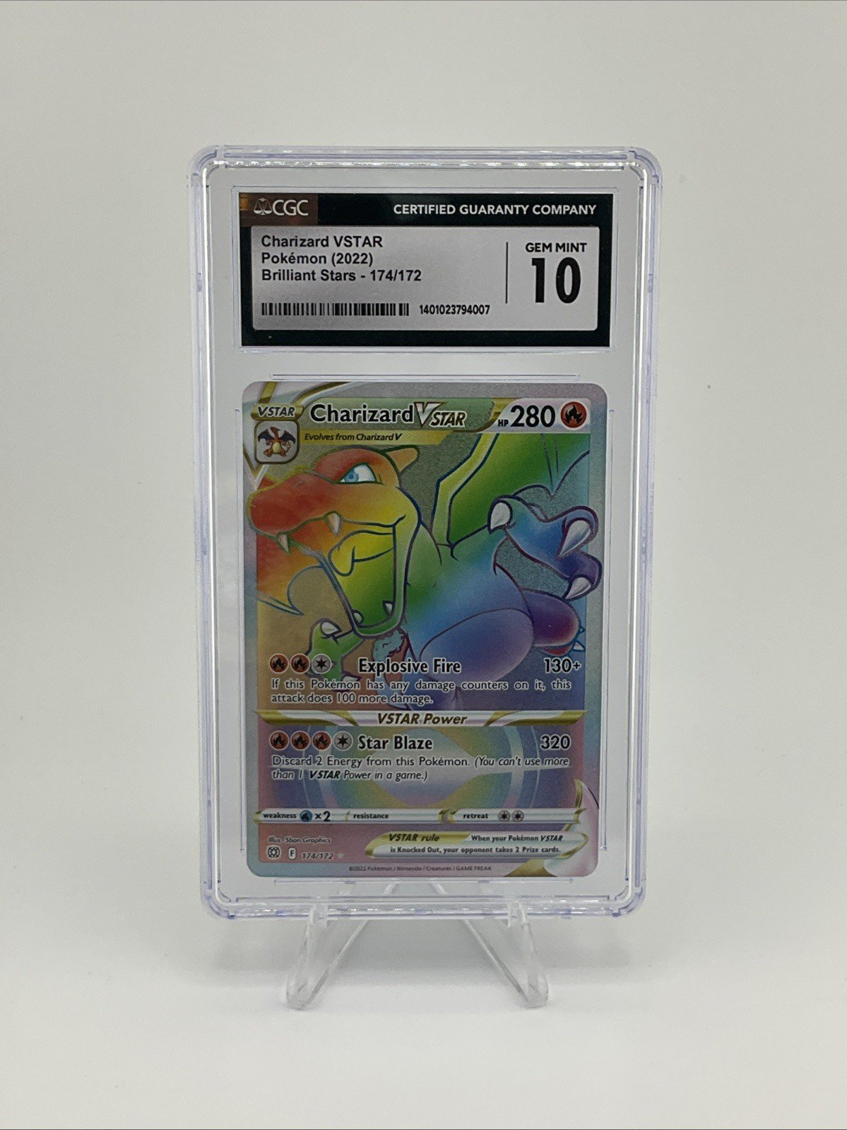 Pokemon- Charizard VSTAR 174/172 Brilliant Stars Rainbow Secret CGC Gem Mint 10