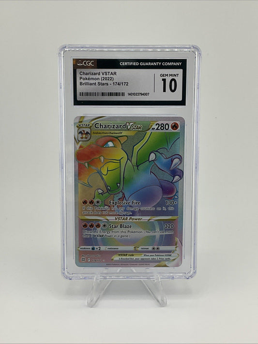 Pokemon- Charizard VSTAR 174/172 Brilliant Stars Rainbow Secret CGC Gem Mint 10