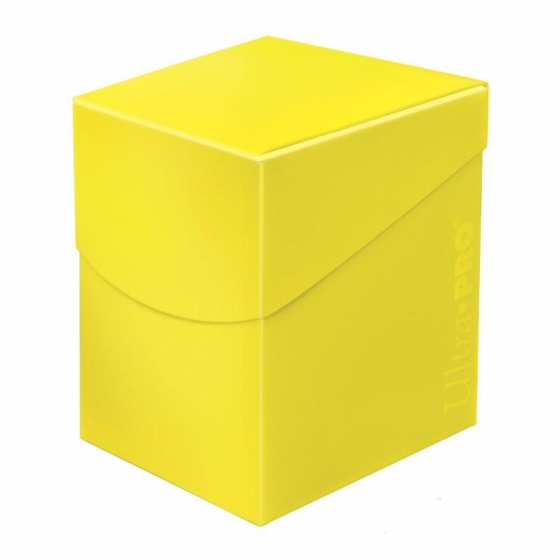 Ultra PRO Deck Box: PRO 100+ Eclipse - Lemon Yellow | Holds Up to 110 Standard Gaming Sleeved Cards | Self-Locking Lid & Thumb Notch for Easy Access | Durable Card Storage Box (PRE-SALE DECEMBER)