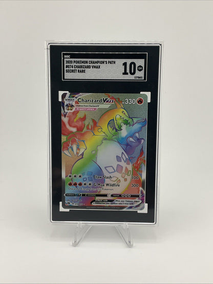 Pokemon TCG Charizard VMAX 074/073 Rainbow Rare Champion's Path SGC 10