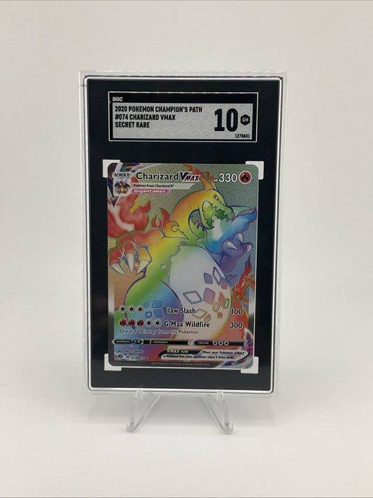 Pokemon TCG Charizard VMAX 074/073 Rainbow Rare Champion's Path SGC 10
