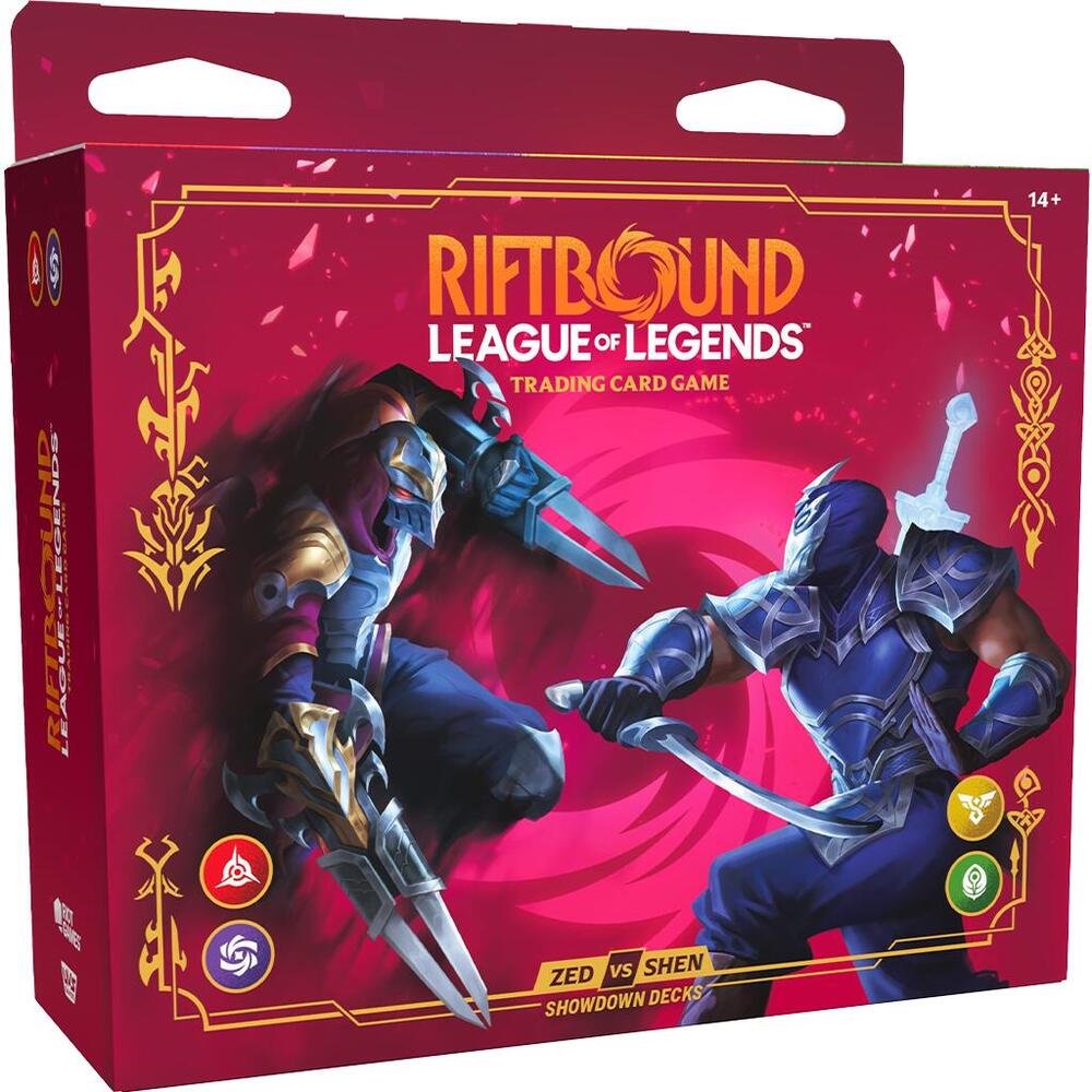 Riftbound League of Legends Vendetta Showdown Decks Zed vs Shen | 2 Ready-to-Play 56-Card Decks | Includes 2 Booster Packs, Playmats, Rulebook & Deck Boxes | Two-Player TCG Starter Set (PREORDER - Release Date July 2026)