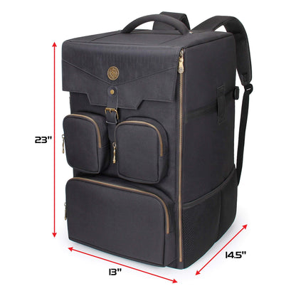 ENHANCE Board Game Backpack - Reinforced Rigid Board Game Storage with Padded Shoulder Straps, Carrying Handle, and Accessories Pockets for Dice, Cards, More - Fits and Protects Tabletop Adventures