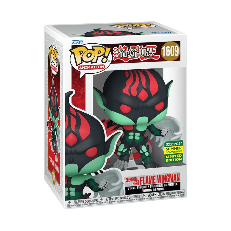 Elemental Hero Flame Wingman Funko Pop! Animation Yu-Gi-Oh! - 2024 SDCC Shared Sticker (Summer Convention Exclusive) Limited Edition - Approx. 4" Collectible Vinyl Figure #1609 with Window Display Box (Pre-Order)