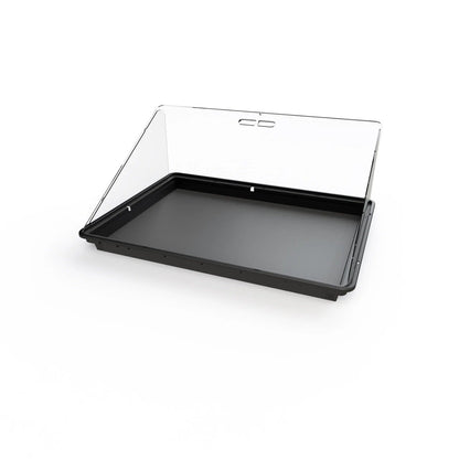 Zion Cases Horizontal Display Case with Riser, Tabletop Showcase with 1/4" Crystal Clear Acrylic Lid, Durable PP Basin, Collectible Display Case for Sports Cards, Coins, Jewelry & Memorabilia (PRE-ORDER)