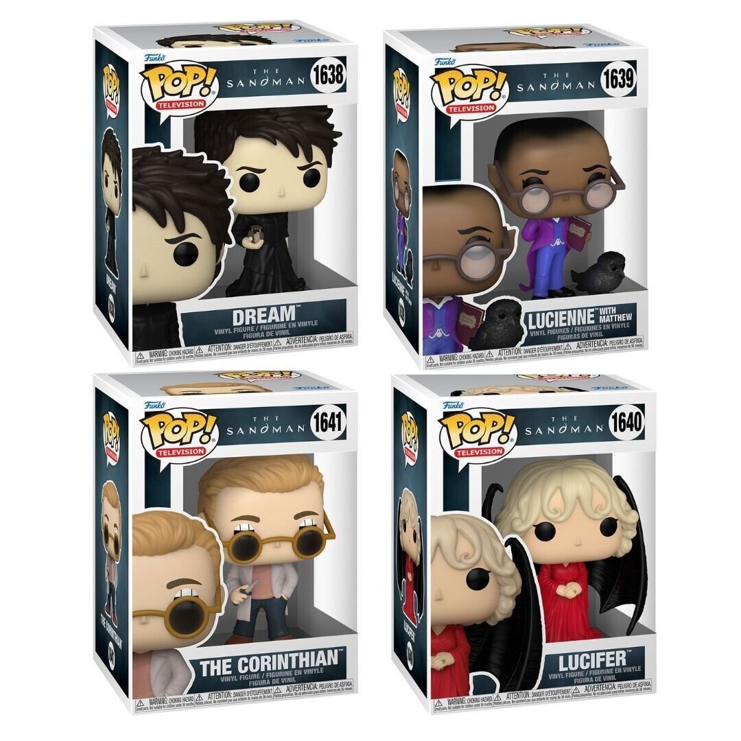 The Sandman Funko Pop! Television - Set of 4 (Dream #1638, Lucienne with Matthew #1639, Lucider #1640, and The Corinthian #1641) Collectible Vinyl Figures (PRE-SALE)