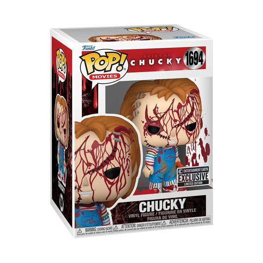 Chucky Bloody Funko Pop! Movies: Bride of Chucky - Approx. 4" Collectible Entertainment Earth Exclusive Vinyl Figure #1694 with Display Box Protector Case