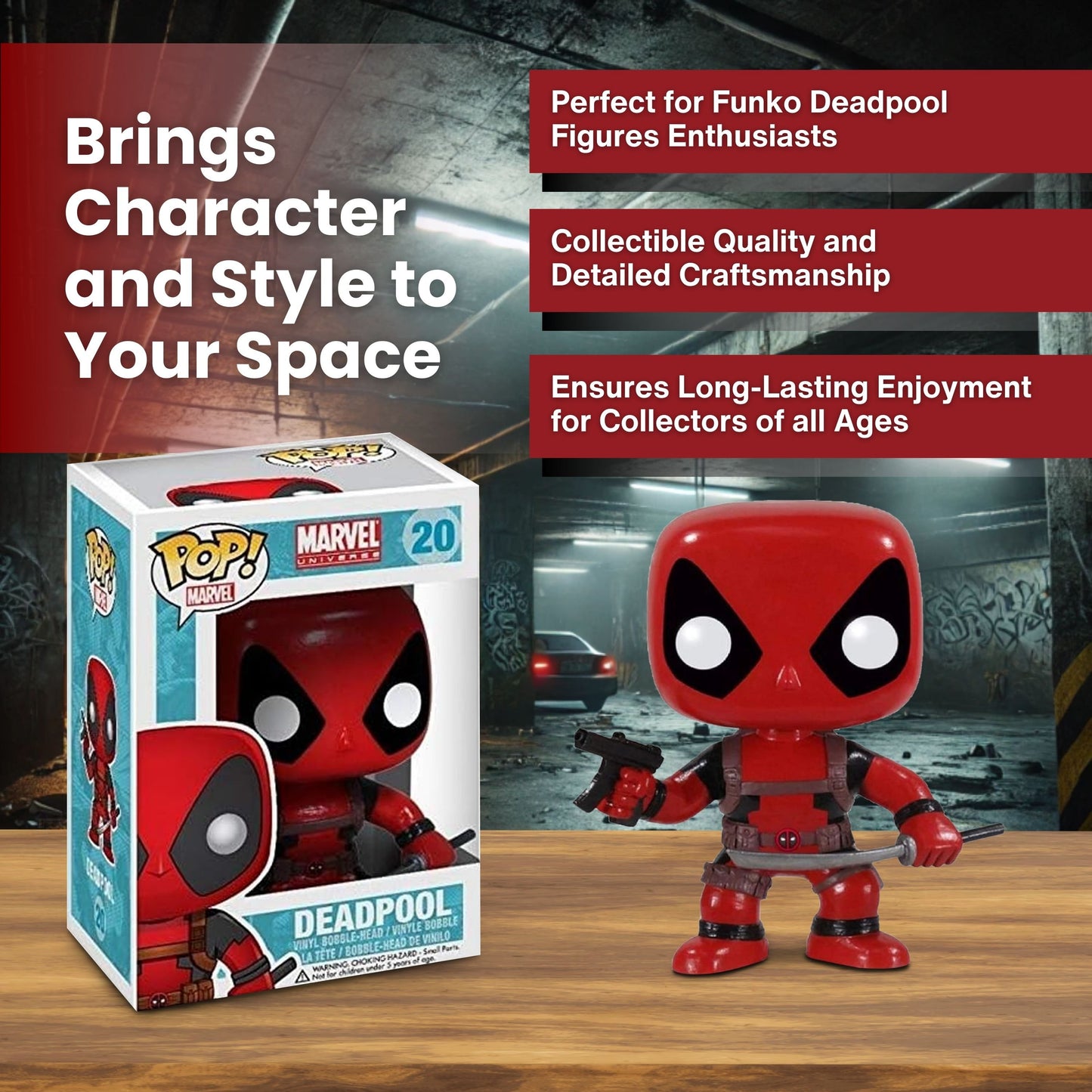 Deadpool Funko Pop! Marvel Universe - Approx.3 3/4" Collectible Vinyl Bobble-Head Figure #20 with Display Box Protector Case