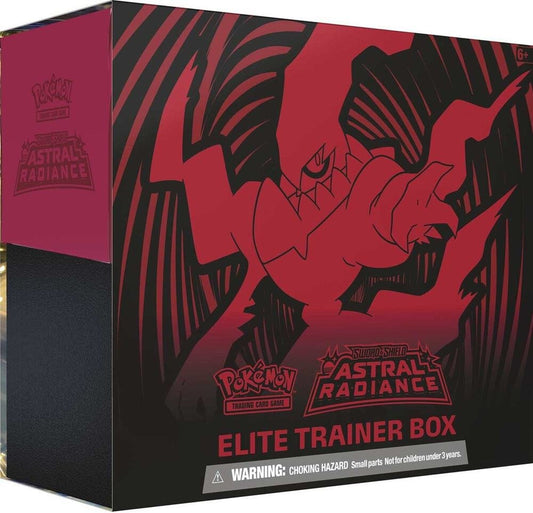Pokemon Astral Radiance Elite Trainer Box with Darkrai sleeves, booster packs, energy cards and accessories