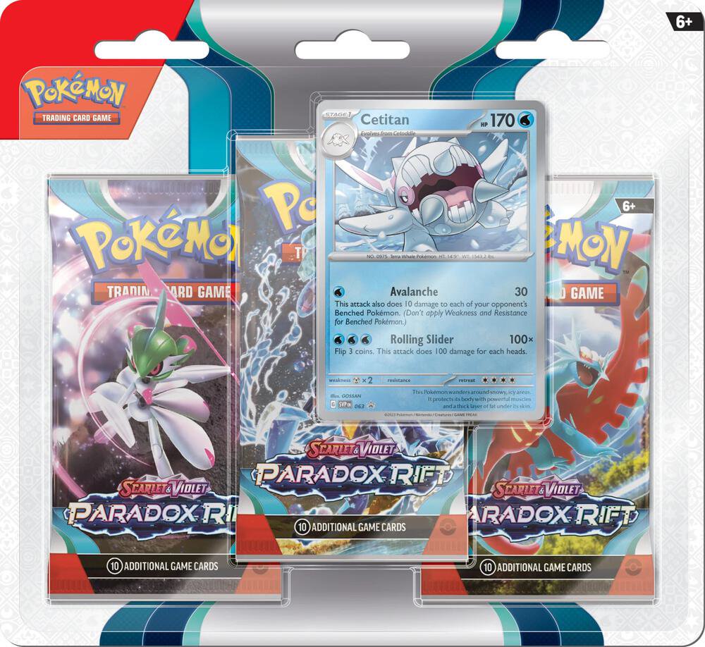 Pokemon TCG Scarlet and Violet Paradox Rift 3 Pack Blister Cetitan Trading Card Game