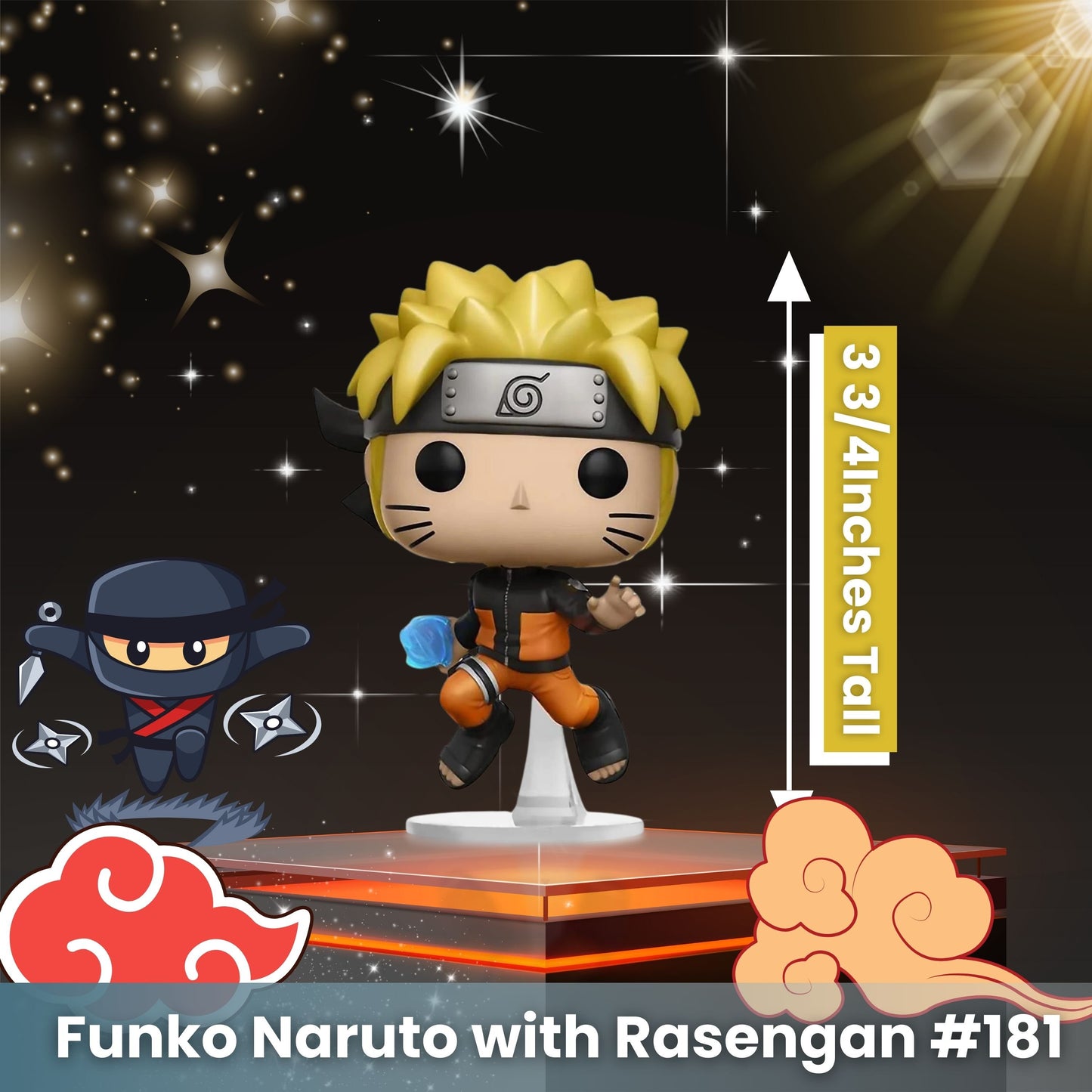 Naruto with Rasengan Funko Pop! Animation: Shonen Jump Naruto Shippuden - Approx. 3 3/4" Collectible Vinyl Figure #181 in Window Display Box