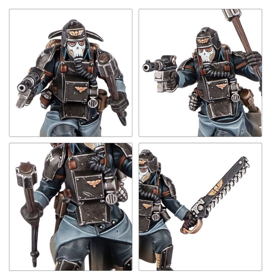 Warhammer 40,000 Astra Militarum Death Korps of Krieg Combat Engineers Set – 5+1 Plastic Miniatures Kit with Customisable Weapons, Remote Mine, Transfer Sheet, Citadel Bases (PRE-ORDER)