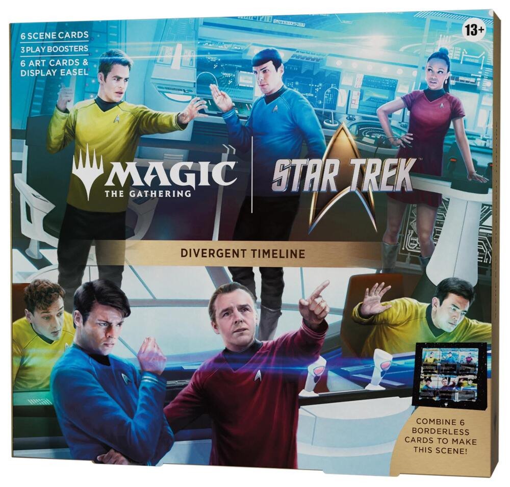 Magic: The Gathering | Star Trek Divergent Timelines Scene Box | 6 Foil Scene Cards, 3 Play Boosters, 6 Art Cards & Display Easel (PREORDER - Release Date November 13, 2026)