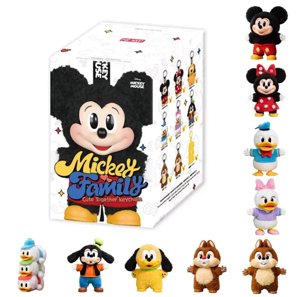 Pop Mart Mickey Family Cute Together Keychain Plush Single Blind