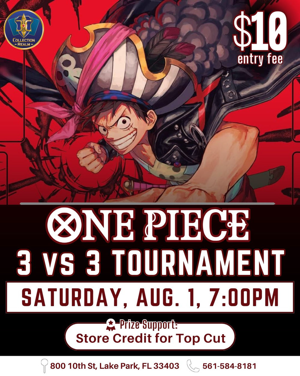 One Piece Card Game 3 vs 3 Tournament – August 1, 2026 (Saturday 7:00 PM)
