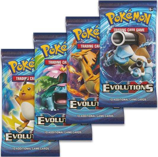 Pokémon TCG XY Evolutions Booster Pack Art Bundle – 4 Packs | Real Pokémon Cards for Trading, Collecting & Card Games | Pokémon Cards Packs for Pokémon Deck & Binder Collection