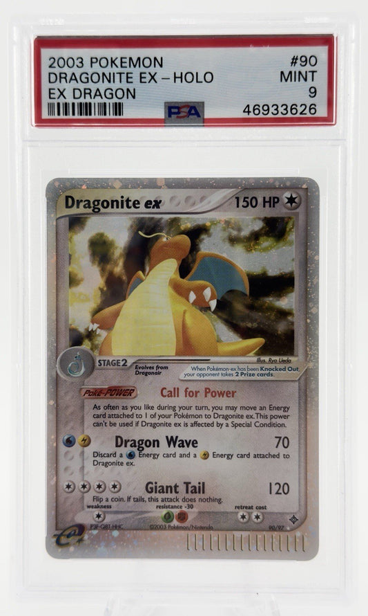 2003 POKEMON EX DRAGON #90 DRAGONITE EX-HOLO PSA 9 - MINT