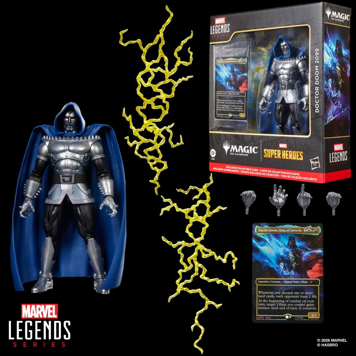 Marvel Legends Series Doctor Doom 2099 6-Inch Action Figure with 8 Accessories and Exclusive Foil Magic: The Gathering Card, Collectible Figure for Marvel Fans and MTG Collectors (PREORDER - Release Date October 2026)