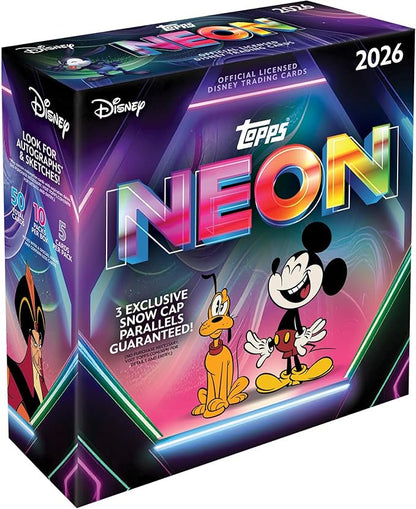 2026 Topps Disney Neon Mega Box Trading Card Collection with Exclusive Parallels