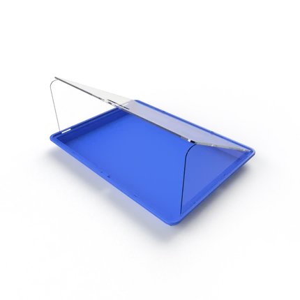 Zion Cases Blue Horizontal Display Case with Risers, 1/4" Crystal Clear Acrylic Lid, Tabletop Showcase for Sports Cards, Coins, Jewelry, Collectibles & Valuables (PRE-ORDER)