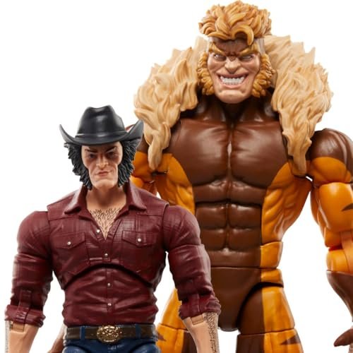 Wolverine 50th Marvel Legends Series - Logan Vs Sabretooth 6-Inch Action Figure 2-Pack - Detailed and Fully Articulated Collectible Figures