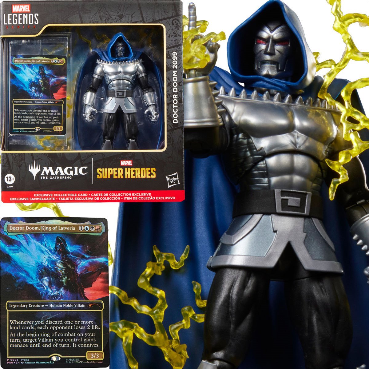 Marvel Legends Series Doctor Doom 2099 6-Inch Action Figure with 8 Accessories and Exclusive Foil Magic: The Gathering Card, Collectible Figure for Marvel Fans and MTG Collectors (PREORDER - Release Date October 2026)