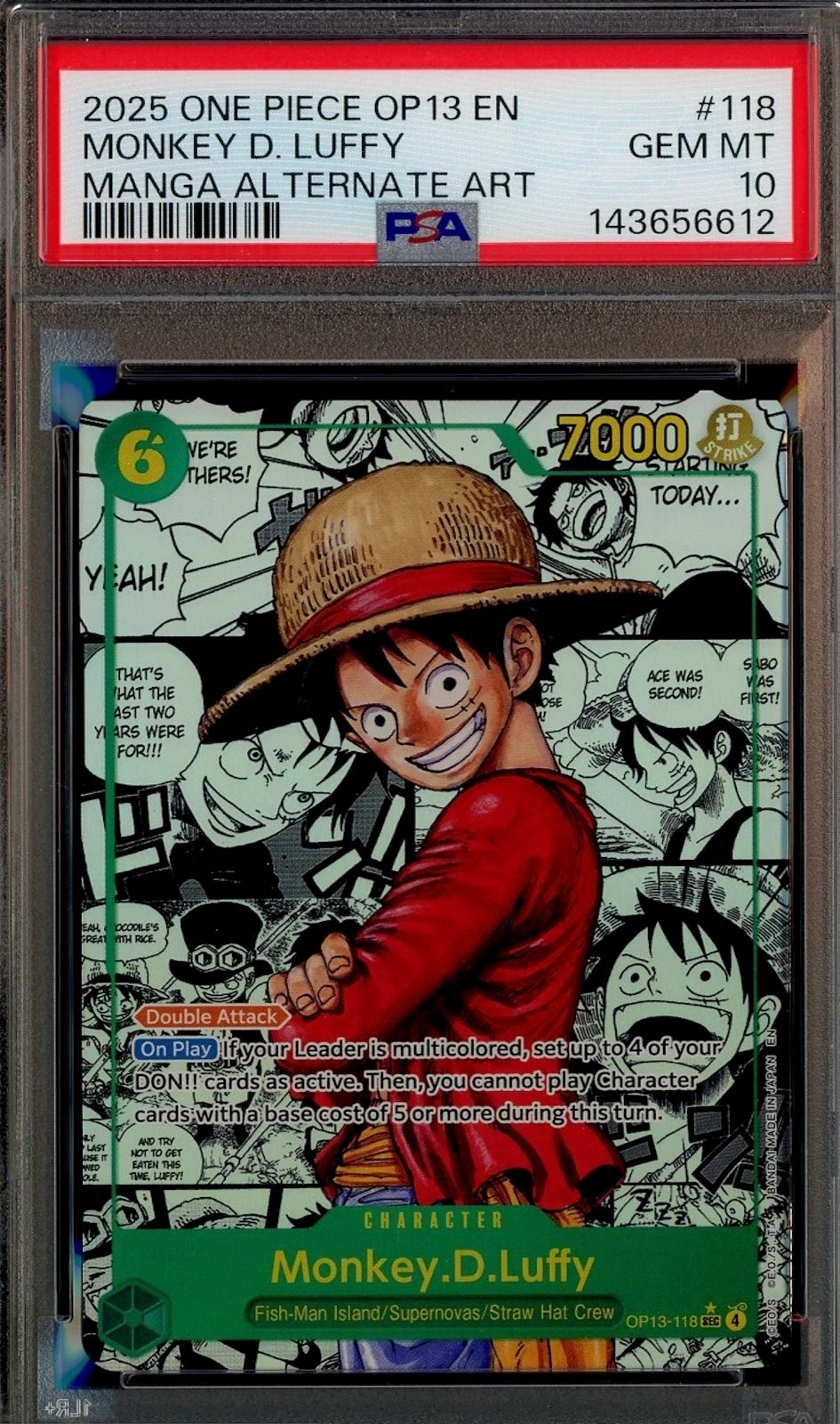2025 One Piece OP13 EN Manga Alternate Art #118 Monkey D. Luffy