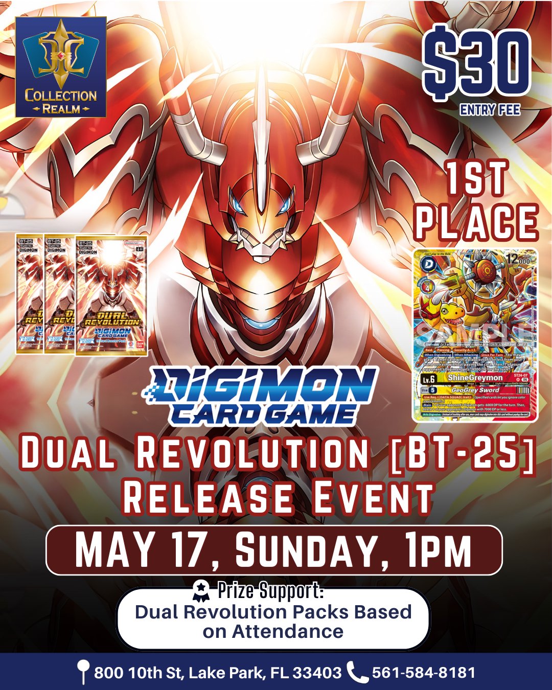 Digimon Card Game Dual Revolution (BT-25) Release Event – May 17 (Sun) 1PM