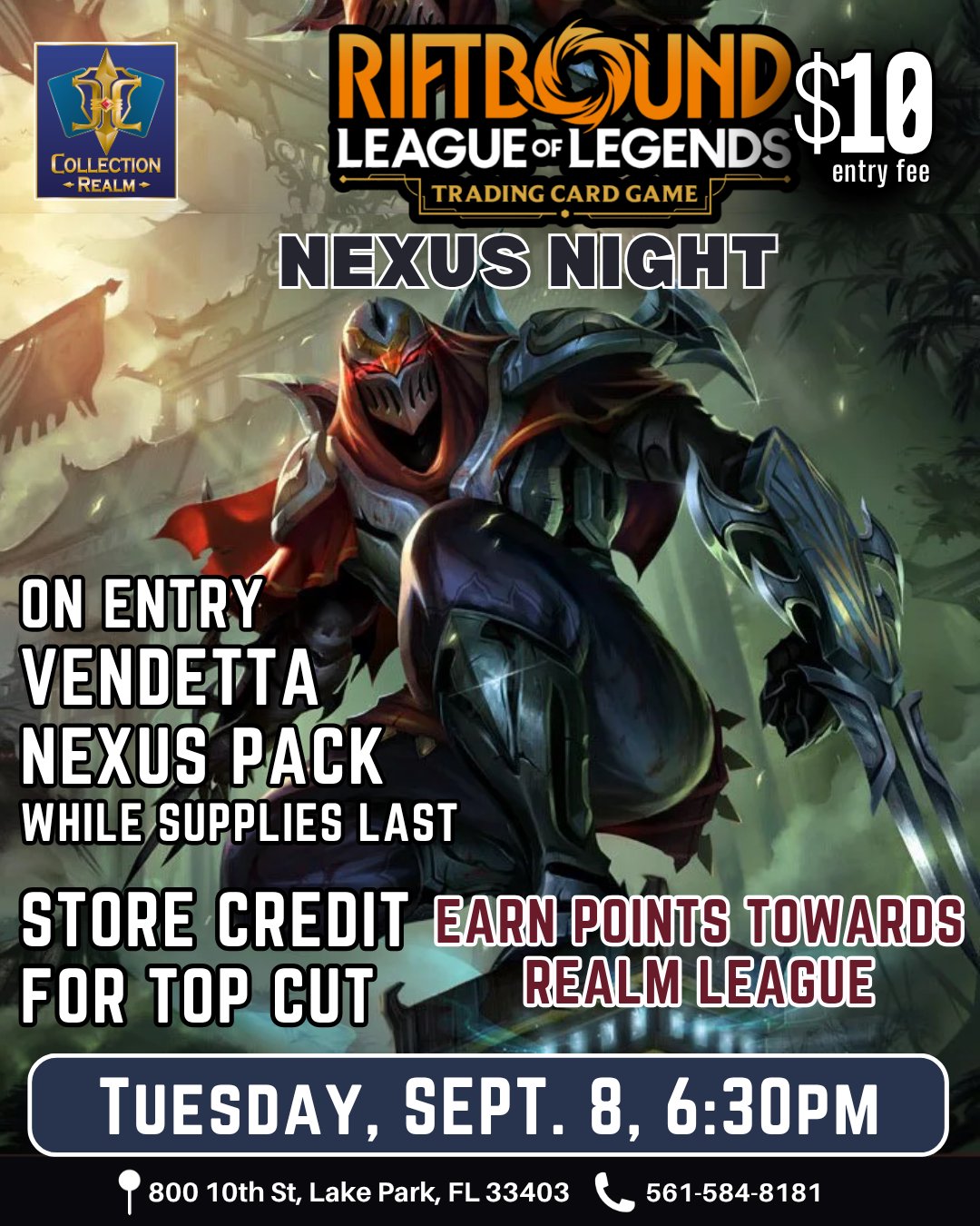 Riftbound LoL TCG Nexus Night Tournament – September 8, 2026 (Tuesday 6:30 PM)