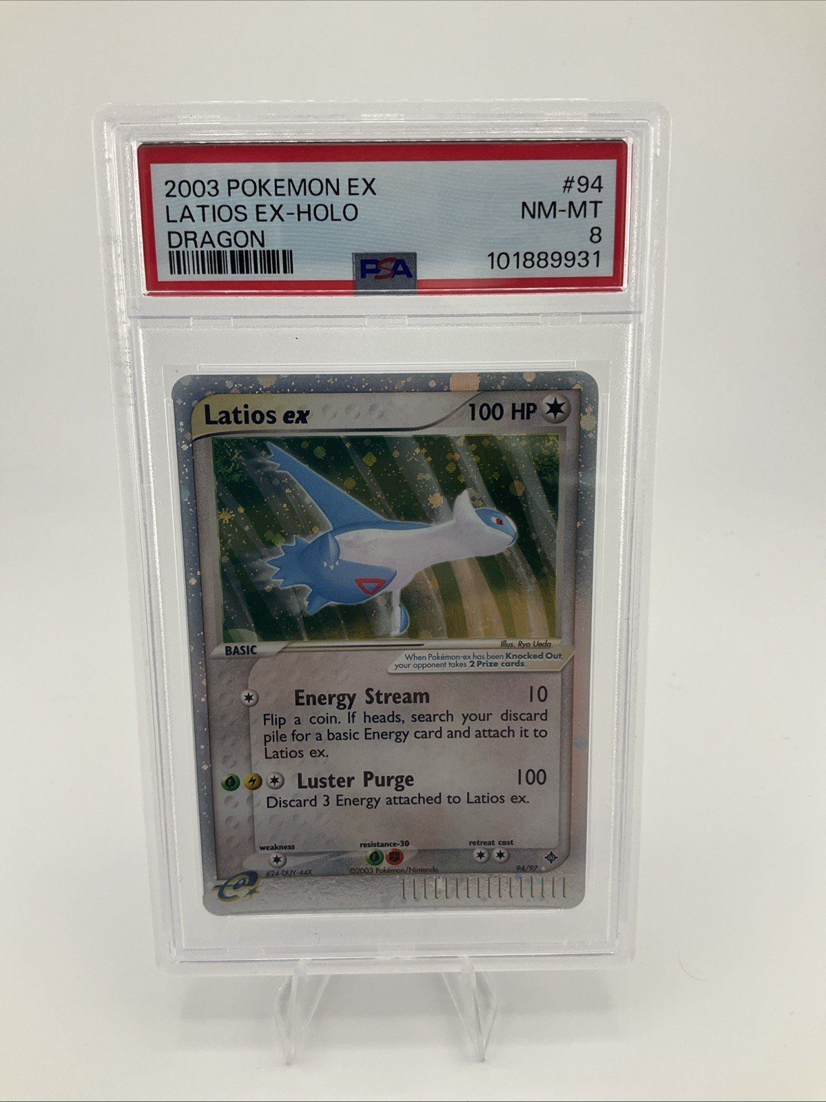 2003 POKEMON EX DRAGON #94 LATIOS EX-HOLO PSA 8