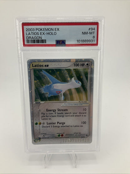 2003 POKEMON EX DRAGON #94 LATIOS EX-HOLO PSA 8