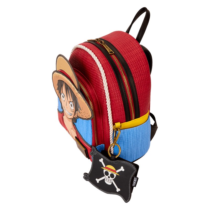 Loungefly One Piece Luffy Cosplay Faux Vegan Leather Mini Backpack with Coin Bag (9x10.5x4.5") - NYCC Limited Edition 500 - Pack of 1