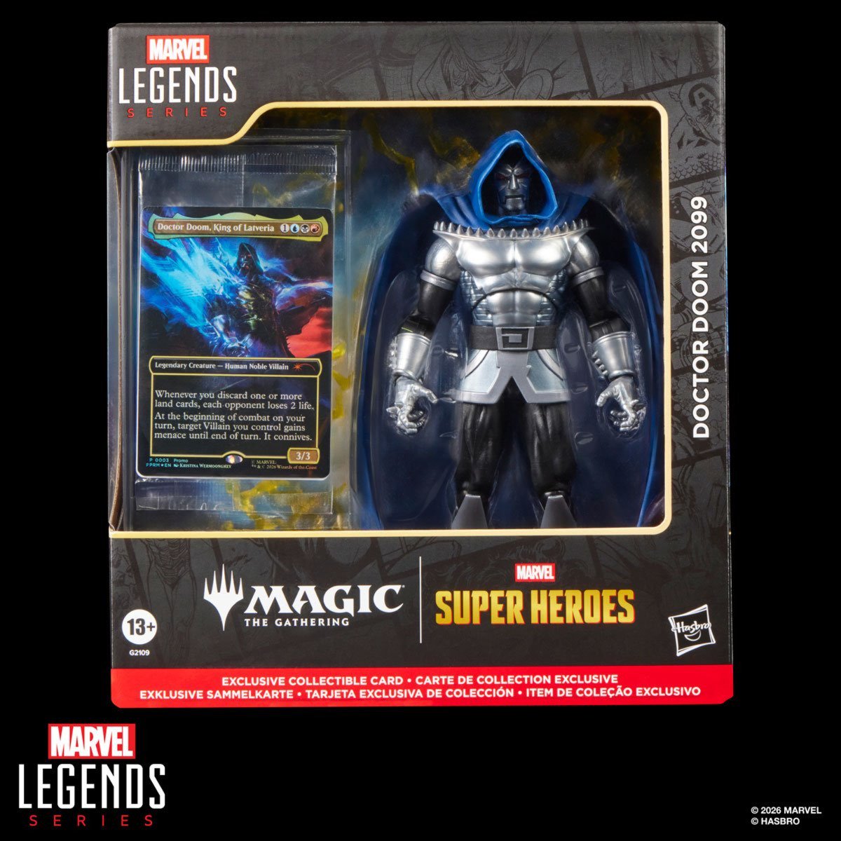 Marvel Legends Series Doctor Doom 2099 6-Inch Action Figure with 8 Accessories and Exclusive Foil Magic: The Gathering Card, Collectible Figure for Marvel Fans and MTG Collectors (PREORDER - Release Date October 2026)