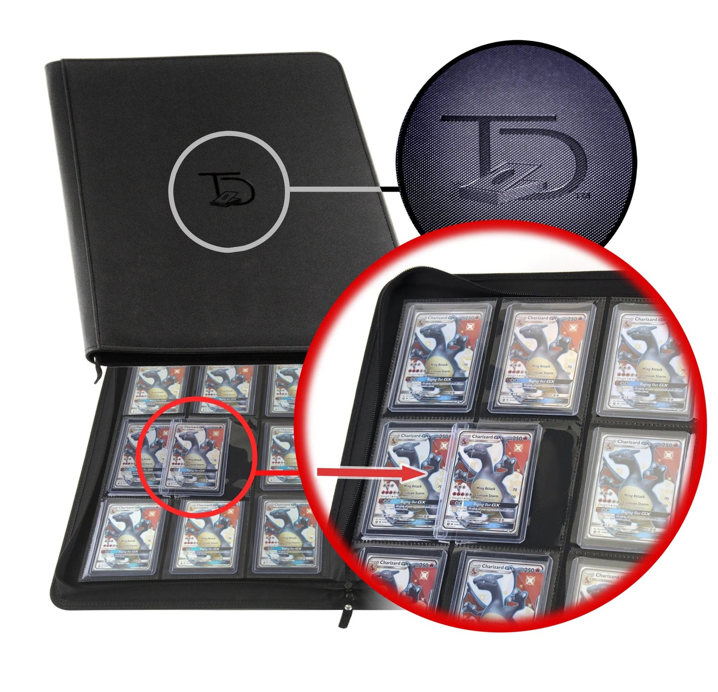 TopDeck Top Loader Binder for 216 Cards, 9 Pocket Side Loading Trading Card Album, Premium PU Leather Binder with Zipper, Acid-Free Non-PVC Pages, Compatible with Standard Toploaders for Sports & TCG Cards (PREORDER - Release Date July 2026)