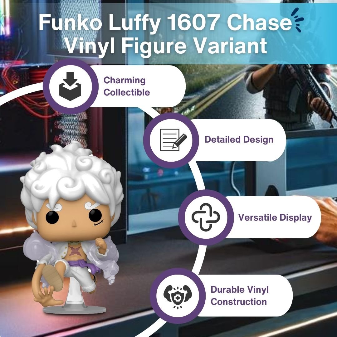 Luffy Gear Five Funko Pop! Animation One Piece - Glow Chase Limited Edition Vinyl Figure #1607 with Display Box Protector Case