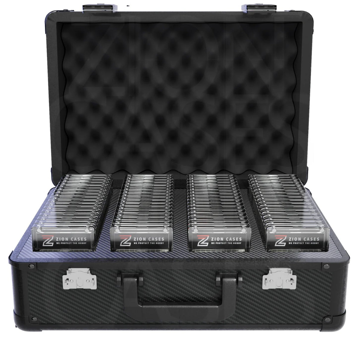 Zion Cases Slab Case XL Carbon Fiber Black – Premium Graded Card Storage Case, Holds Up to 172 Slabs, High-Grade Foam Protection, TSA-Approved Locks, Durable Collector Travel Case (PRE-ORDER)