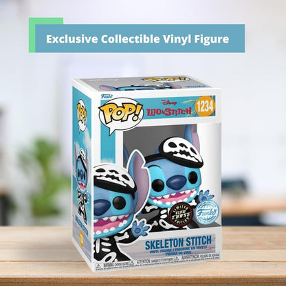 Skeleton Stitch Funko Pop! Disney Lilo and Stitch - Glow-in-The-Dark Chase Limited Edition Vinyl Figure #1234 with Display Box Protector Case