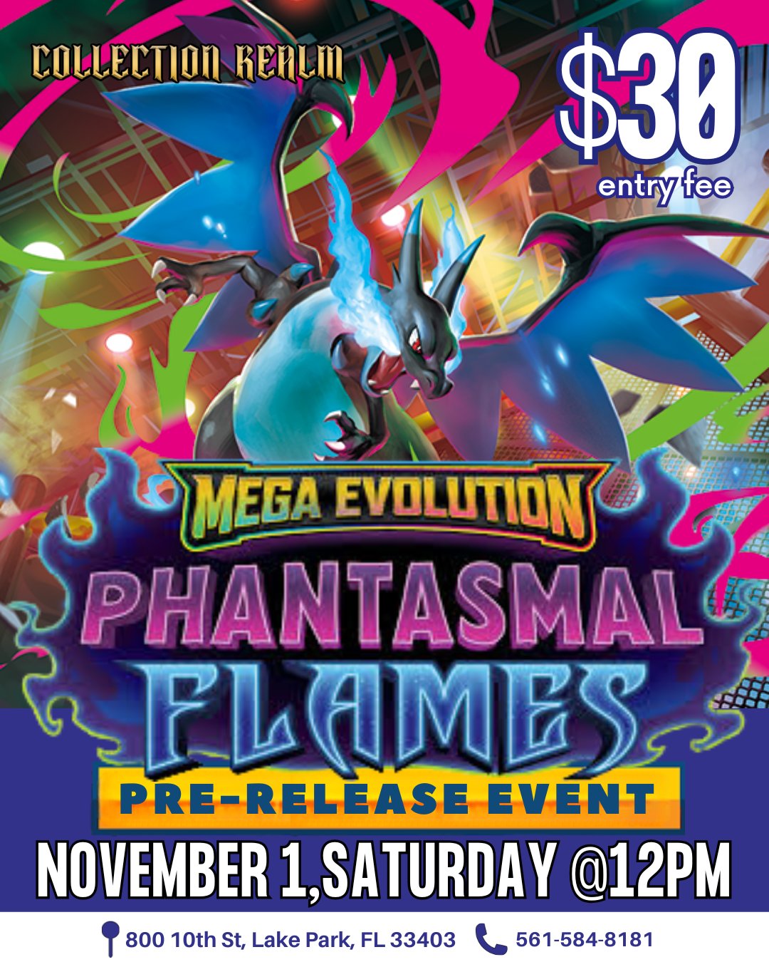Pokémon Mega Evolution Phantasmal Flames Pre-Release Event Tournament – November 1, Saturday, 12:00 PM