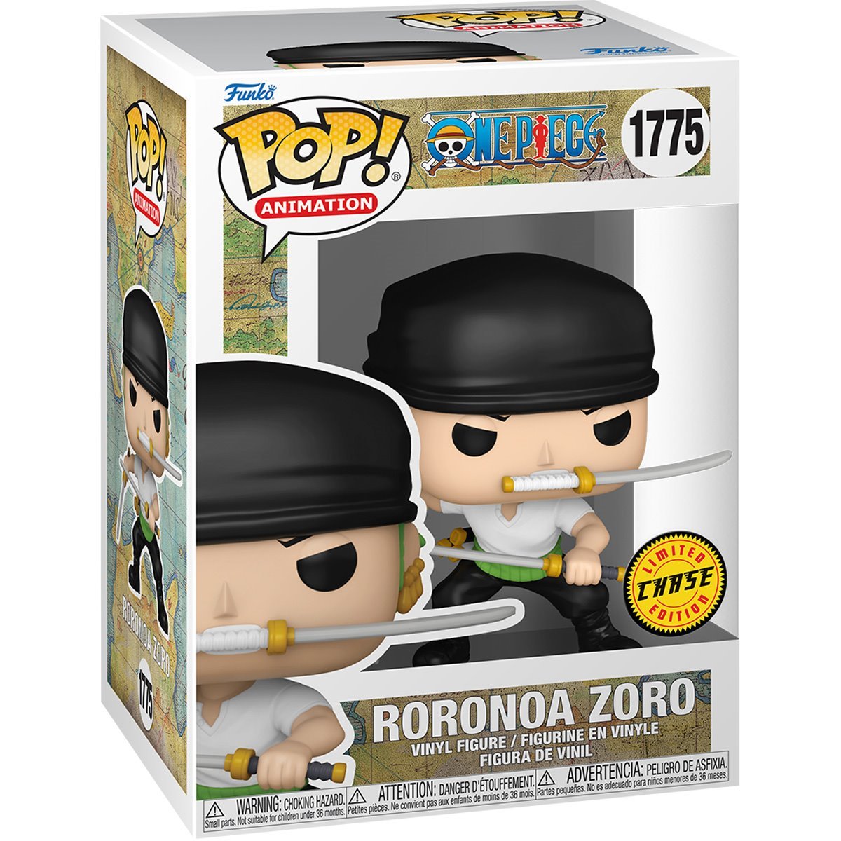 Roronoa Zoro - Two Sword Style Funko Pop! Animation One Piece - 1 in 6: CHANCE OF CHASE - Approx. 4.2" Collectible Vinyl Figure #1775 with Display Box Protector Case