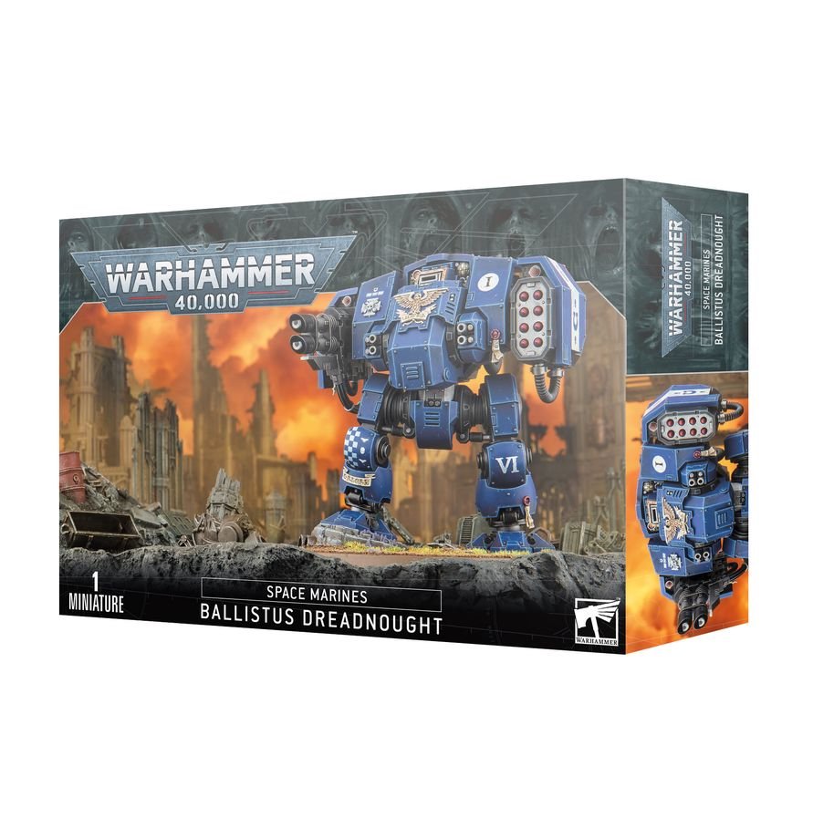 Warhammer 40K Space Marines Ballistus Dreadnought Miniature Model Kit – Heavy Weapons Combat Walker with Lascannons & Missile Launchers – Push-Fit Warhammer 40,000 Figure
